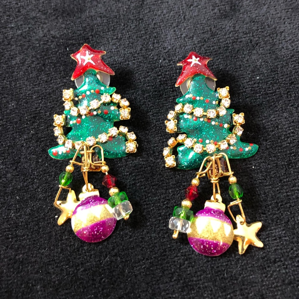 Lunch At The Ritz Christmas Tree Earrings